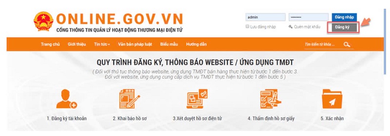 Quy trình đăng ký tài khoản với bộ công thương